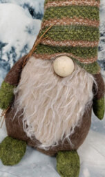 Premier Decorations Limited Rustic Forest Christmas Gonk 28Cm Sitting With Green Knitted Hat - thumbnail 5