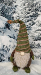 Premier Decorations Limited Rustic Forest Christmas Gonk 28Cm Sitting With Green Knitted Hat - thumbnail 4