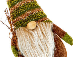 Premier Decorations Limited Rustic Forest Christmas Gonk 28Cm Sitting With Green Knitted Hat - thumbnail 3