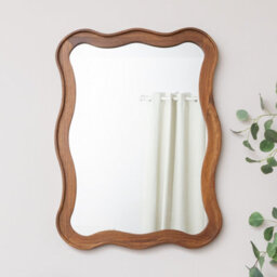 Melody Maison Large Natural Wood Wavy Edge Wall Mounted Mirror - 60Cm X 80Cm