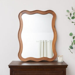 Melody Maison Large Natural Wood Wavy Edge Wall Mounted Mirror - 60Cm X 80Cm - thumbnail 6