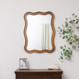 Melody Maison Large Natural Wood Wavy Edge Wall Mounted Mirror - 60Cm X 80Cm - thumbnail 7