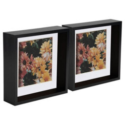 "Nicola Spring 8 X 8"" Deep Photo Frames - Black/white Mount - 3D Deep Box Picture Frame Display Case (22.5 X 22.5Cm) X5" - thumbnail 1