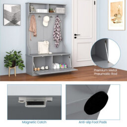 Gainoom 160Cm Hall Tree With Coat Rack And Storage Bench Multifunctional Coat Rack With Entryway Bench - thumbnail 7