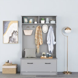 Gainoom 160Cm Hall Tree With Coat Rack And Storage Bench Multifunctional Coat Rack With Entryway Bench - thumbnail 4