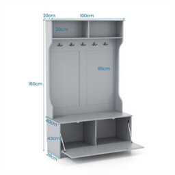 Gainoom 160Cm Hall Tree With Coat Rack And Storage Bench Multifunctional Coat Rack With Entryway Bench - thumbnail 2