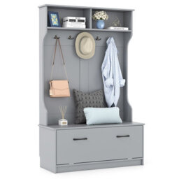 Gainoom 160Cm Hall Tree With Coat Rack And Storage Bench Multifunctional Coat Rack With Entryway Bench