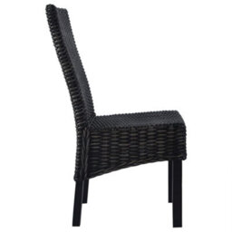Berkfield Comfortable Dining Chairs 6 Pcs Black Kubu Rattan And Mango Wood