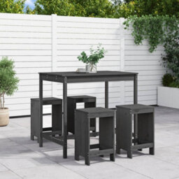 Berkfield 5 Piece Garden Bar Set Grey Solid Wood Pine - thumbnail 1