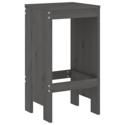 Berkfield 5 Piece Garden Bar Set Grey Solid Wood Pine - thumbnail 4