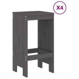 Berkfield 5 Piece Garden Bar Set Grey Solid Wood Pine - thumbnail 3