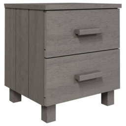 Berkfield Bedside Cabinet Light Grey 40X35X44.5 Cm Solid Pinewood - thumbnail 2