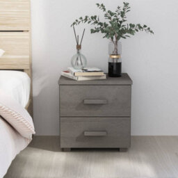 Berkfield Bedside Cabinet Light Grey 40X35X44.5 Cm Solid Pinewood - thumbnail 1