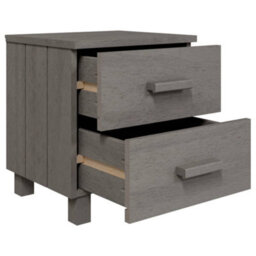Berkfield Bedside Cabinet Light Grey 40X35X44.5 Cm Solid Pinewood - thumbnail 5