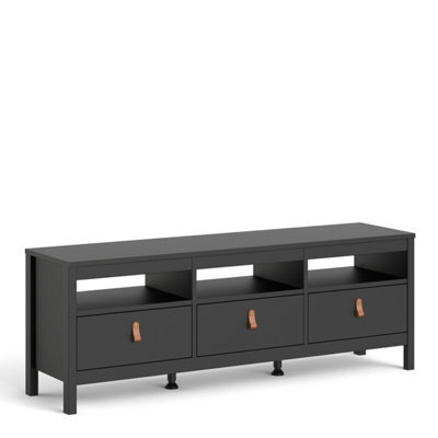 Furniture To Go Barcelona Tv-Unit 3 Drawers In Matt Black - image 1