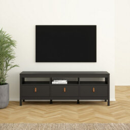 Furniture To Go Barcelona Tv-Unit 3 Drawers In Matt Black - thumbnail 8