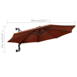 Berkfield Wall-Mounted Parasol With Metal Pole 300 Cm Terracotta - thumbnail 8