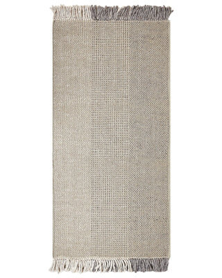 Beliani Grey Wool & Cotton Rug 80 X 150 Cm Hand-Woven Flat Weave With Tassels, Medium. - image 1