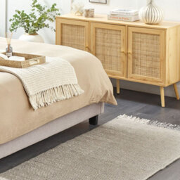Beliani Grey Wool & Cotton Rug 80 X 150 Cm Hand-Woven Flat Weave With Tassels, Medium. - thumbnail 2