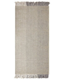 Beliani Grey Wool & Cotton Rug 80 X 150 Cm Hand-Woven Flat Weave With Tassels, Medium. - thumbnail 1