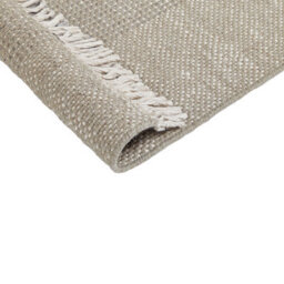 Beliani Grey Wool & Cotton Rug 80 X 150 Cm Hand-Woven Flat Weave With Tassels, Medium. - thumbnail 5