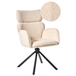 Beliani Dining Chair Swivel Alene Boucle Light Beige - thumbnail 1