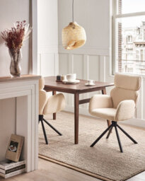 Beliani Dining Chair Swivel Alene Boucle Light Beige - thumbnail 2