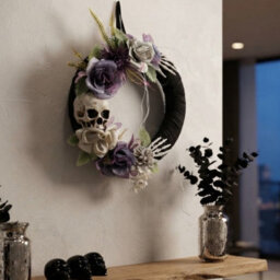 Garden Greatness Gothic Skull Rose Halloween Wreath - thumbnail 2