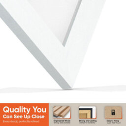 "AK Frames 25X17"" White Modern Vinyl Record Frame With White Mount For 12 Inch Lp Cover & Disc - Overlapped Design" - thumbnail 3