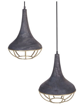 Wyld And Coco Mangocraft Two-Point Pendant Lamp Black Mango Wood Shade Boho Ceiling Light Handmade - image 1