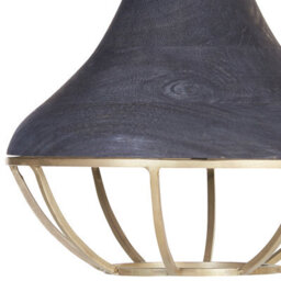 Wyld And Coco Mangocraft Two-Point Pendant Lamp Black Mango Wood Shade Boho Ceiling Light Handmade - thumbnail 7