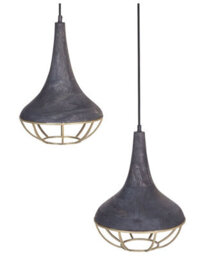 Wyld And Coco Mangocraft Two-Point Pendant Lamp Black Mango Wood Shade Boho Ceiling Light Handmade - thumbnail 1