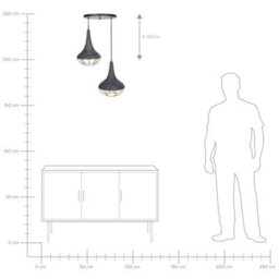 Wyld And Coco Mangocraft Two-Point Pendant Lamp Black Mango Wood Shade Boho Ceiling Light Handmade - thumbnail 8