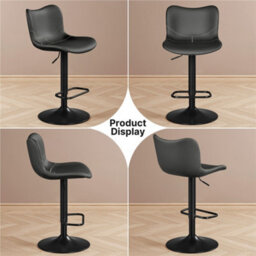 Yaheetech Set Of 2 Height Adjustable Pu Leather Bar Stools With Footrest - Dark Grey - thumbnail 8