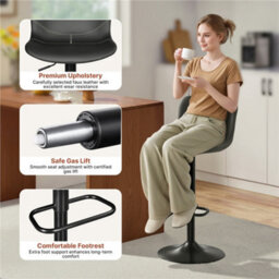 Yaheetech Set Of 2 Height Adjustable Pu Leather Bar Stools With Footrest - Dark Grey - thumbnail 6