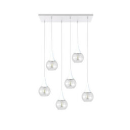 Luminosa Lighting Luminosa Lacrima Cluster Pendant Ceiling Light White Transparent Glass Shade 6X E27 - thumbnail 1
