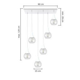 Luminosa Lighting Luminosa Lacrima Cluster Pendant Ceiling Light White Transparent Glass Shade 6X E27 - thumbnail 2