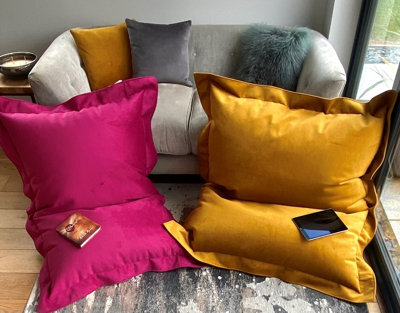 Beautiful Beanbags Xl Beautiful Velvet Beanbags Multi Position Bean Bag Plush Beanbag Ready Filled - Mustard - image 1