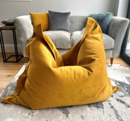 Beautiful Beanbags Xl Beautiful Velvet Beanbags Multi Position Bean Bag Plush Beanbag Ready Filled - Mustard - thumbnail 4