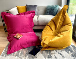 Beautiful Beanbags Xl Beautiful Velvet Beanbags Multi Position Bean Bag Plush Beanbag Ready Filled - Mustard - thumbnail 3