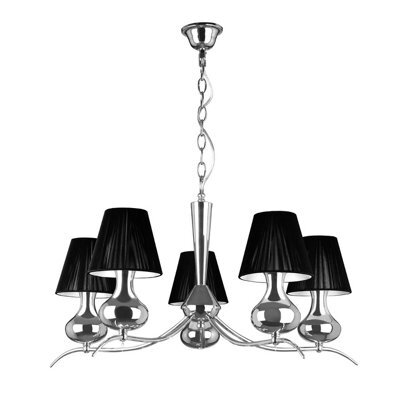 Orsina 5 Arm Black Shades Pendant Light