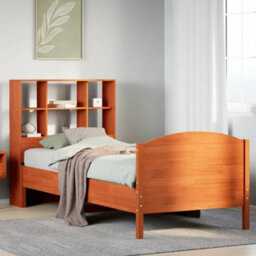 Berkfield Bookcase Bed Without Mattress Wax Brown 75X190 Cm Small Single Solid Wood Pine - thumbnail 1