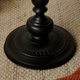 Black Metal Round Side Table Vintage End Table Small Accent Pedestal Table Nightstand - thumbnail 5