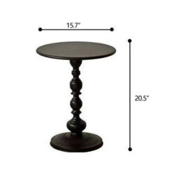 Black Metal Round Side Table Vintage End Table Small Accent Pedestal Table Nightstand - thumbnail 2