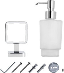 Jassferry Chrome Wall Mounted Soap Dispenser And Square Holder Frosted Glass Dispenser Holder Set - thumbnail 5