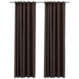 Berkfield Premium Linen-Look Blackout Curtains With Hooks 2 Pcs Taupe 140X225 Cm