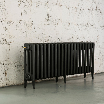 Arroll Neo-Classic Pewter 4 Column Radiator, (W)1234mm X (H)460mm