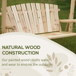Outsunny Outdoor 2 Seater Porch Swing Wooden Rustic Patio Bench W/ Armrest - thumbnail 6