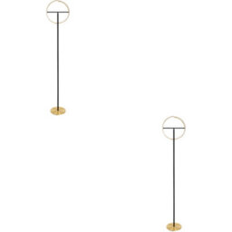 Loops 2 Pack Sleek Modern Brushed Brass And Black Led Floor Lamp For Stylish Indoor Illumination