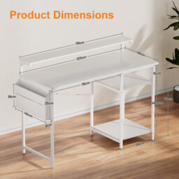 Precision Synergie 120 X 48 Cm Computer Desk, Office Desk With Led Lights And Monitor Stand, Modern Style, White - thumbnail 2